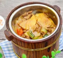 Ham and Potato Slice Wooden Bucket Rice