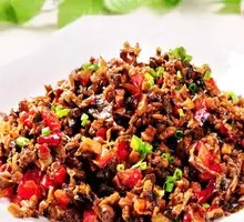 Grandmother's Vegetable Stir-Fry with Eggs in Wooden Bowl Rice