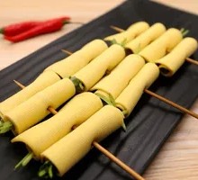 Cilantro-wrapped tofu skin rolls