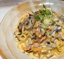 Bacon Mushroom Cream Pasta