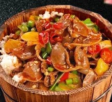 Spicy Sour Chicken Offal Wooden Bucket Rice