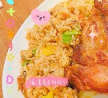 Seafood Fried Rice with Garlic Roasted Chicken