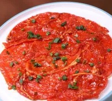 Sliced Beef with Green and Red Peppers