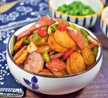 Dry Pot Red Sausage and Potato Slices | Harbin Style