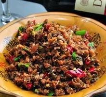 Grandmother's Vegetable Stir-Fry with Eggs in Wooden Bowl Rice