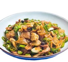 Spicy Pork Rind in Wooden Bucket Rice