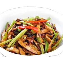 Celery and Tofu Skin Stir-Fry with Pork Strips
