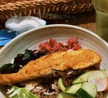 Grilled Salmon Bokki Rice