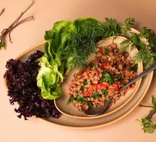Pad Krapow Pork with Lettuce Leaves
