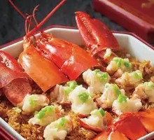 Stir-Fried Sticky Rice with Steamed Lobster