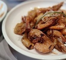 Scallion-Baked Shrimp with Rice Cakes