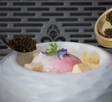 Sturgeon Caviar with Cheese Sauce and Poached Egg