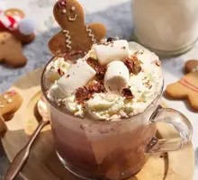 Floating Gingerbread Man Valrhona Hot Chocolate