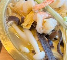 Chicken Soup with Shrimp and Tofu Noodles