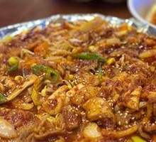 Squid and Pork Belly on Iron Plate