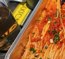 Grilled Enoki Mushrooms in Aluminum Foil