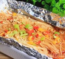 Aluminum-Wrapped Enoki Mushrooms