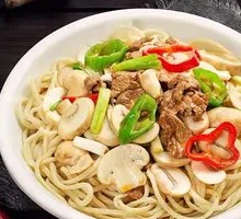 Mushroom and Meat Noodles