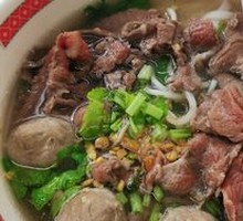 Beef and Beef Ball Rice Noodle Soup