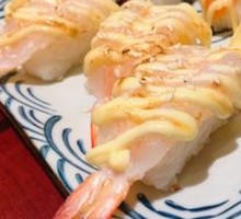 Fire-Grilled Cheese Glass Shrimp Sushi