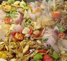 Braised Frog with Purple Perilla Crisp Skin