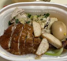 Crispy Roast Duck and Poached Chicken Rice