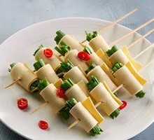 Tofu Skin and Leek Rolls