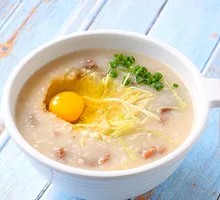 Egg and Beef Rice Porridge