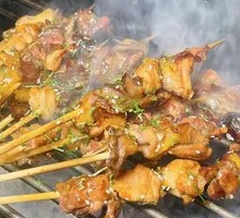 Carbon-Grilled Golden Chicken Skewers