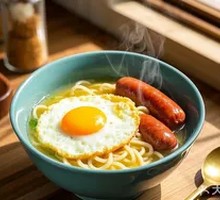 Fried Egg with Double Intestine and Instant Noodles