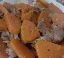 Pumpkin Stir-Fried with Pork Slices