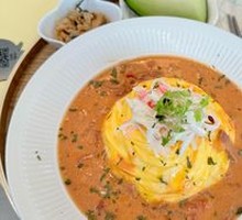 Crab Stick Tomato Cream Omelet Rice