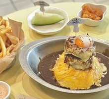 Volcano Burger Steak Curry Omelette Rice