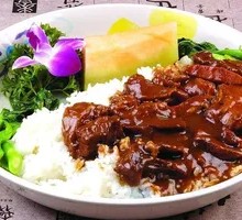 Beef Brisket Rice with Pig Offal Soup