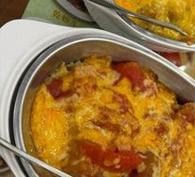 Cheese Fresh Tomato Pork Cutlet Rice Bake