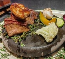 Stone-Grilled Grain-Fed Beef Top Sirloin with Pan-Seared Foie Gras