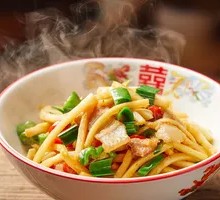 Crispy Bamboo Shoots with Pork Belly Rice