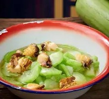 Braised Baby Abalone with Sponge Gourd