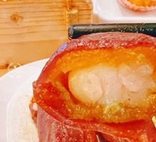 Crispy Shrimp Sausage with Purple Rice