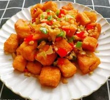 Fried Tofu Chicken Cubes Rice