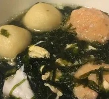Seaweed and Dumpling Egg Drop Soup
