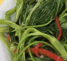 Stir-Fried Water Spinach with Chili Strips