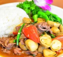Fresh Mushroom Beef Rice