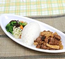 Fried Tofu Skin and Pork Rib Rice