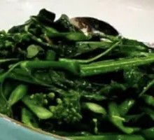 Fried Filefish with Mustard Greens