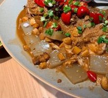 Stewed Fish with Rice Cake