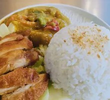Thick-Cut Chicken Steak with Fried Egg Rice
