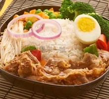 Shrimp Paste Beef Rice Bowl with Enoki Mushrooms