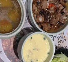 Soy Sauce Pork Rib Rice with Chicken Soup Meal