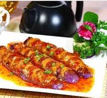 Iron Plate Stuffed Eggplant and Cucumber